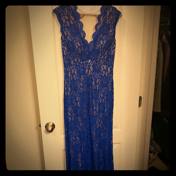Xscape Dresses & Skirts - Royal Blue Lace Gown by XSCAPE